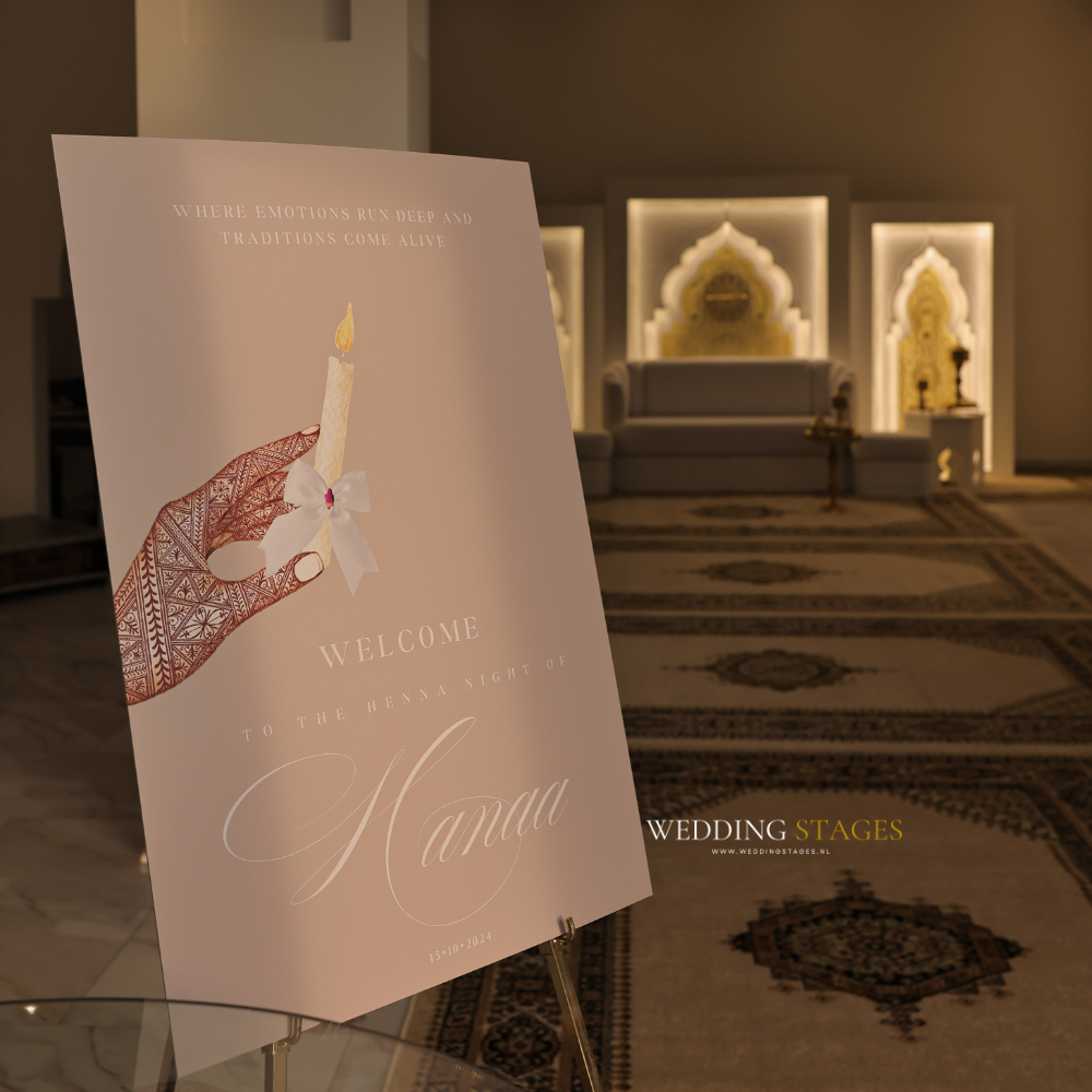 Welkom henna-avond bruiloft met kaars illustratie